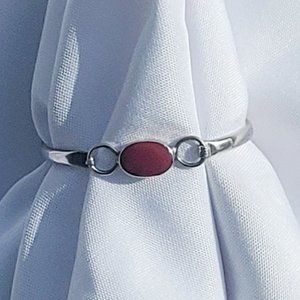 Vintage Mexico Red Coral Sterling Silver Bracelet Cuff Bangle EUC